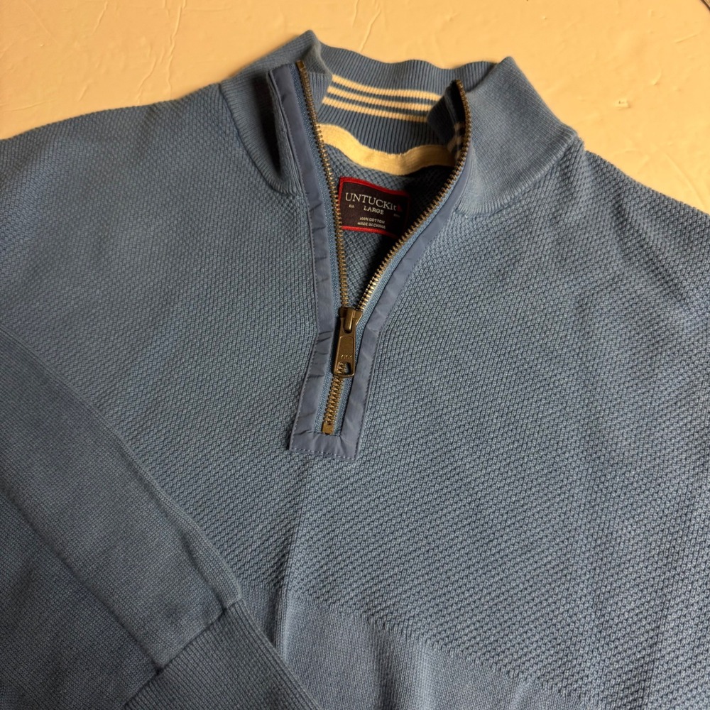 UNTUCKit Duncan Blu 1/4 Zip Long Sleeve Pullover‎ Men's Sweater
